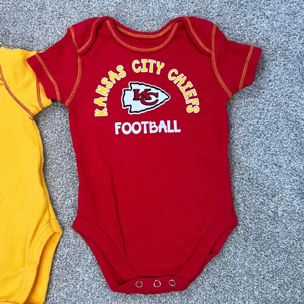 Kansas City Chiefs Football NFL Team Apparel Baby One-Piece Bundle (3-6M)